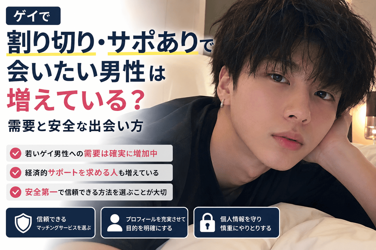 ゲイで割り切り・サポありで会いたい男性は増えている？需要と安全な出会い方